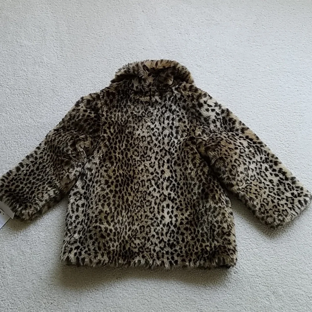 Girls animal print faux fur reversible jacket